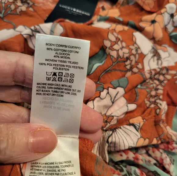 Lucky Brand Orange Floral Women's Top, Size Medium NWT - Picture 6 of 6